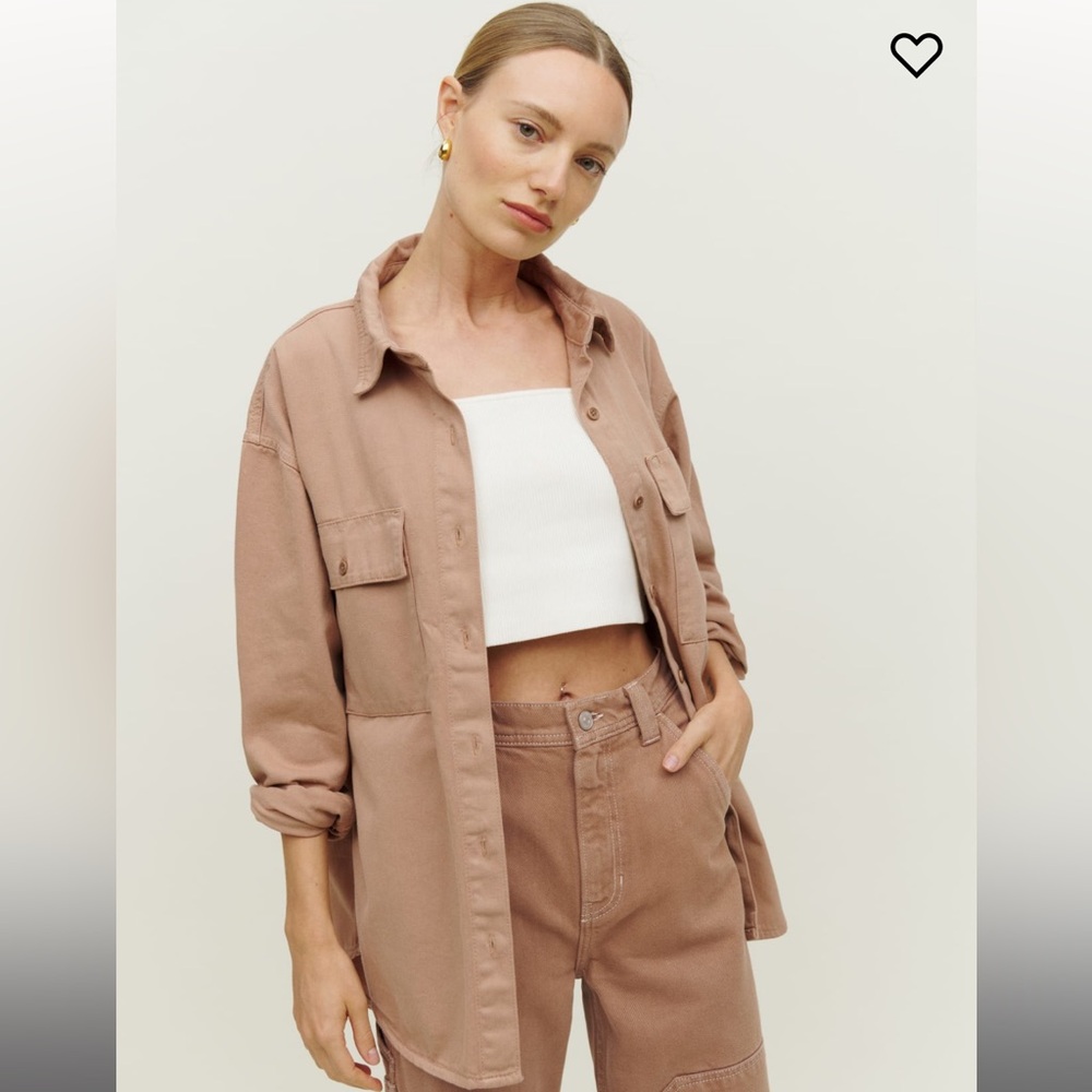 NEW Reformation Ray Oversized Twill Shirt